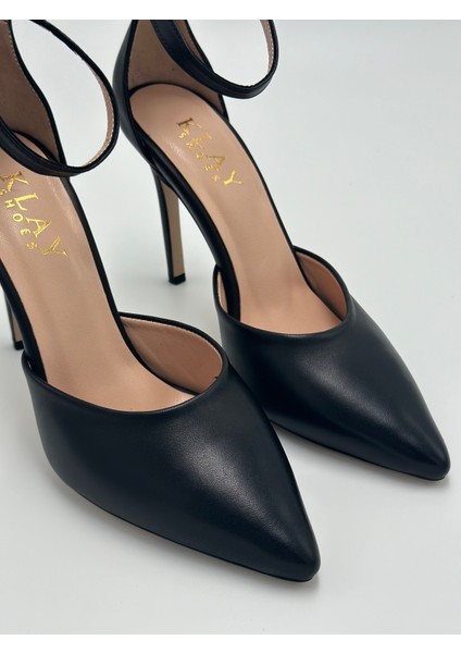 Hakiki Deri Bilekten Baretli Kadın Stiletto