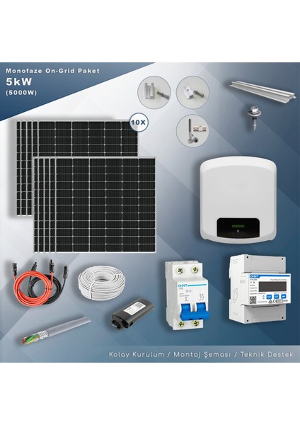 5kw Monofaz On-Grid Paket Sistem