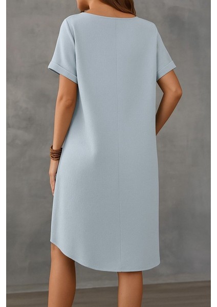 Munn Collection Kadın Kısa Kollu Kayık Yaka Bürümcük Elbise fiyatları