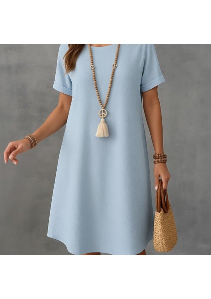 Munn Collection Kadın Kısa Kollu Kayık Yaka Bürümcük Elbise modelleri