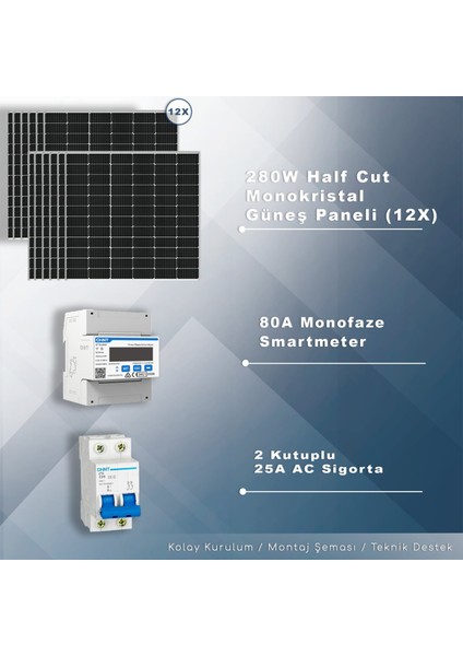 5kw Monofaz Hibrit Depolamalı Paket Sistem fiyatları