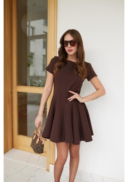 Munn Collection Kadın Kısa Kollu Kiloş Ithal Krep Elbise