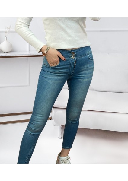 Munn Collection Yüksek Bel Likralı Jean Pantolon 90 cm modelleri