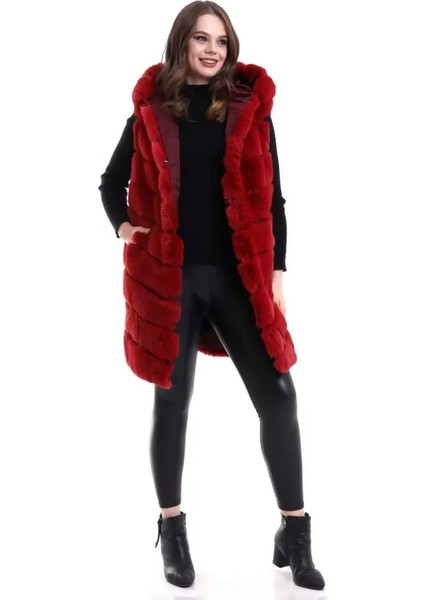 Munn Collection Reks Kapüşonlu Yelek - Kırmızı