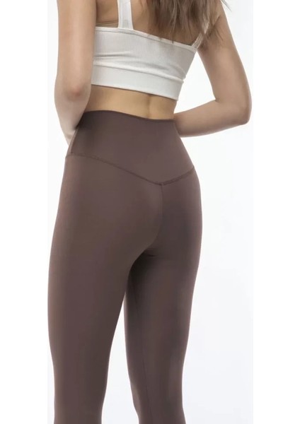 Munn Collection Yüksek Bel Sporcu Düz Tayt - Kahverengi
