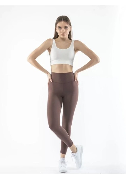 Munn Collection Yüksek Bel Sporcu Düz Tayt - Kahverengi