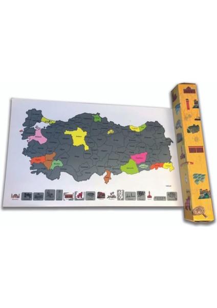 Gez-Kazı Türkiye Haritası – Kazınabilir Renkli Harita – Hediyelik Keşif Haritası 50X30 cm
