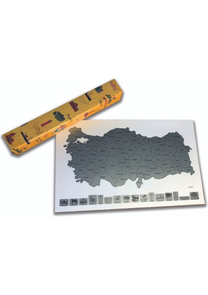 Gez-Kazı Türkiye Haritası – Kazınabilir Renkli Harita – Hediyelik Keşif Haritası 50X30 cm