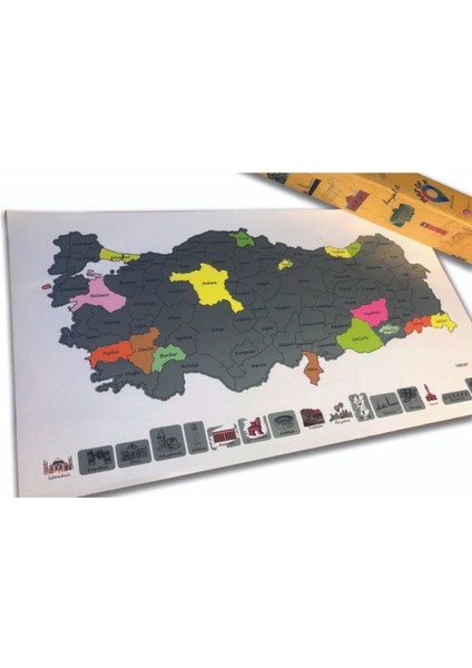 Gez-Kazı Türkiye Haritası – Kazınabilir Renkli Harita – Hediyelik Keşif Haritası 50X30 cm
