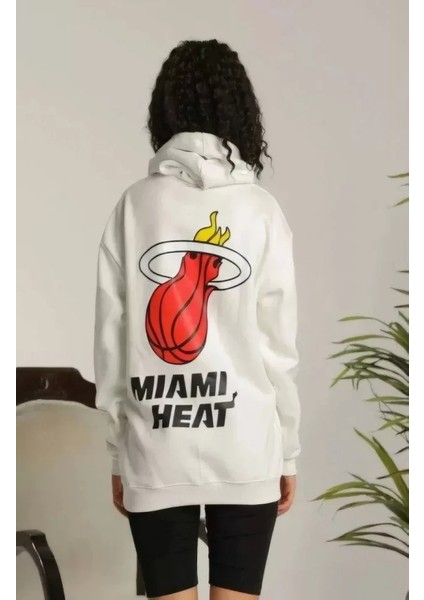 Munn Collection Unisex Kapşonlu Baskılı Sweetshirt - Beyaz