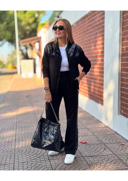 Munn Collection Kadın Iki Iplik Kumaş Pul ve Fermuar Detaylı Ikili Takım