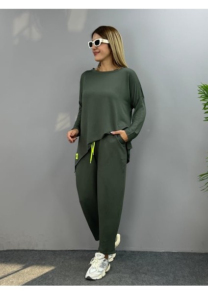 Munn Collection Kadın Iki Iplik Viskon Pamuk Kumaş Arma Detaylı Ikili Takım