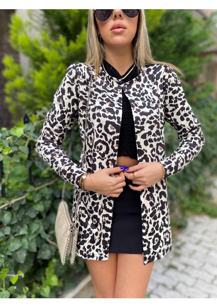 Munn Collection Kadın Uzun Kollu Alın Omuz Önü Açık Şardonlu Dalgıç Ceket