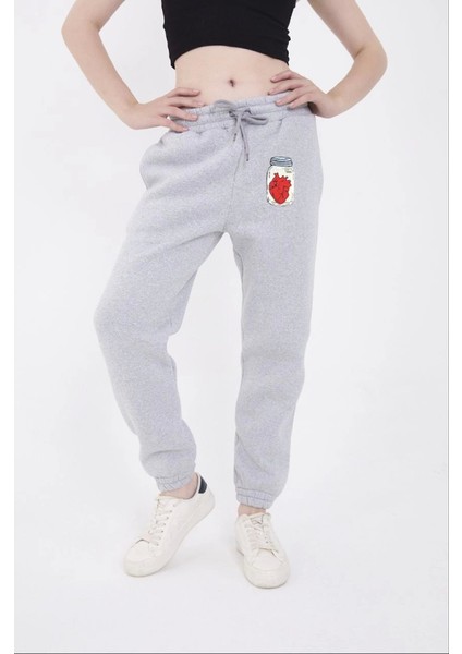Munn Collection Üç Iplik Lastikli Baskılı Eşofman Pantolon - Gri