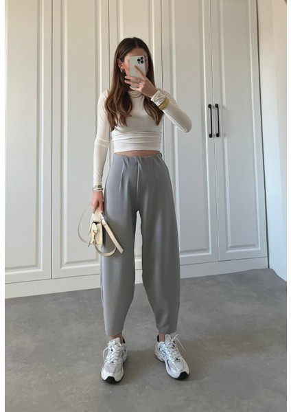 Munn Collection Kadın Krep Kumaş Balon Pantolon