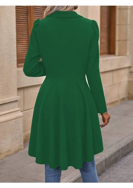Munn Collection Kadın Uzun Kollu Yakalı Önden Düğmeli Uzun Atlas Blazer Ceket fiyatları