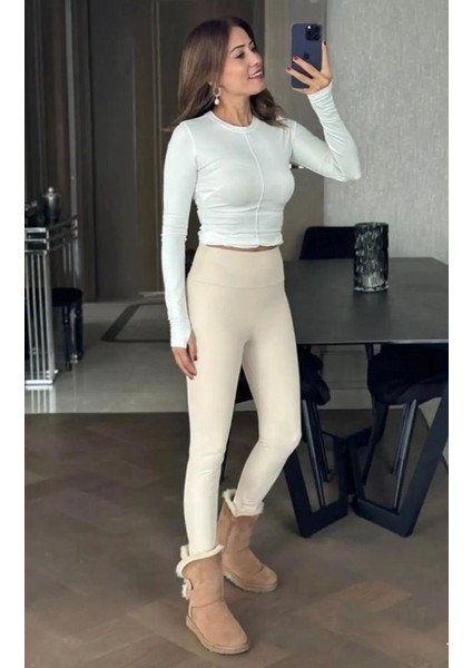 Munn Collection Kadın Yüksek Bel Şardonlu Full Likralı Mat Deri Tayt indirimleri