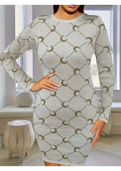 Munn Collection Kadın Bisiklet Yaka Uzun Kol Triko Mini Boy Elbise