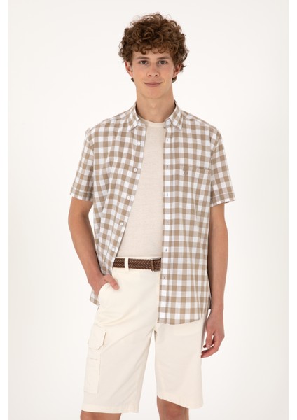Erkek Vizon Gömlek Kısa Kollu 50300221-VR052