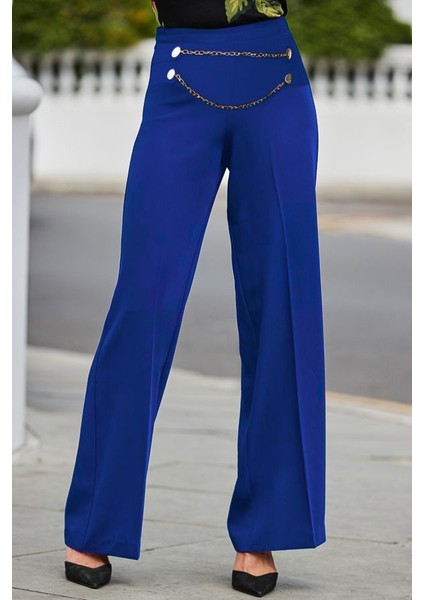 Munn Collection Kadın Beli Zincir Detay Ithal Krep Pantolon modelleri