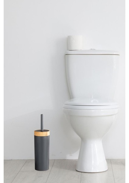 Bambu Desen Wc Klozet Fırçası Plastik, Tuvalet Banyo Wc Temizleme Fırçası Gri