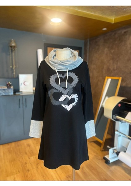 Munn Collection Kadın Uzun Kollu Balıkçı Yaka Bağcıklı Iki Iplik Elbise modelleri