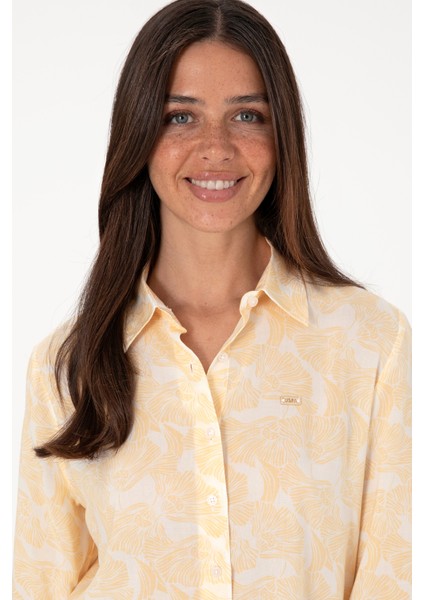 Kadın Sarı Gömlek Desenli 50306414-VR044 fiyatları