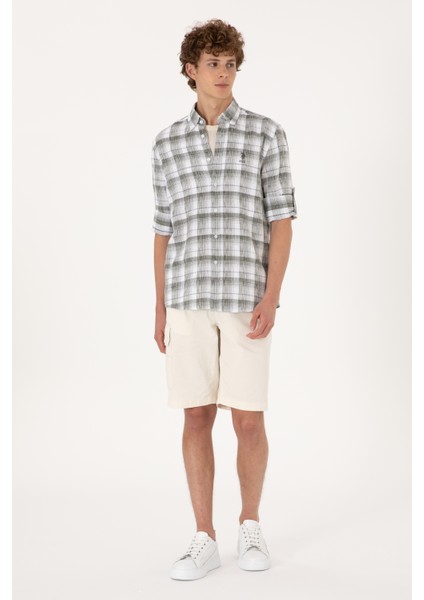 Erkek Yeşil Gömlek Desenli 50301779-VR054 fırsatları