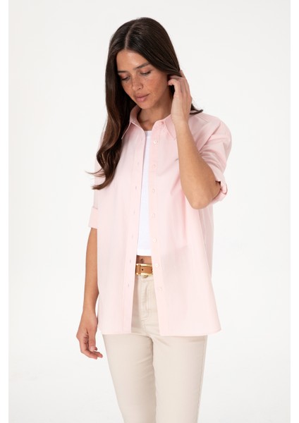 Kadın Açık Pembe Gömlek Desenli 50306390-VR078 modelleri