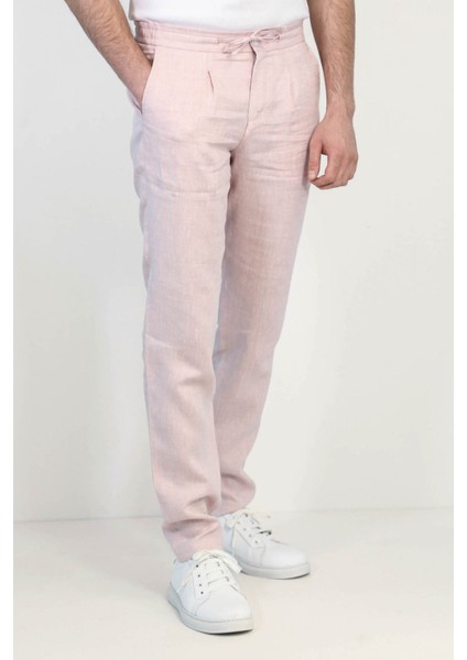 Keten Jogger+Ipli Lastlikli Pant. A.pembe