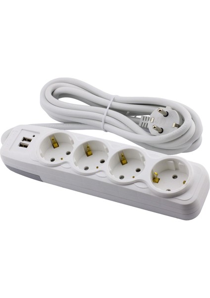 4'lü Grup Priz 2 Usb'li 3 Metre Kablolu Fiş Priz Topraklı Çoklu Grup Priz Çoğaltıcı Dörtlü fiyatları