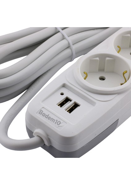 4'lü Grup Priz 2 Usb'li 3 Metre Kablolu Fiş Priz Topraklı Çoklu Grup Priz Çoğaltıcı Dörtlü modelleri