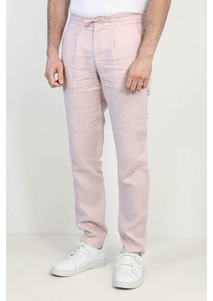 Keten Jogger+Ipli Lastlikli Pant. A.pembe