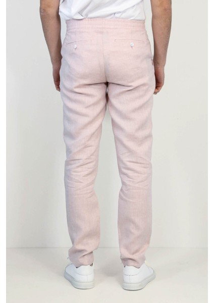 Keten Jogger+Ipli Lastlikli Pant. A.pembe