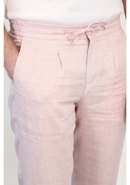 Keten Jogger+Ipli Lastlikli Pant. A.pembe