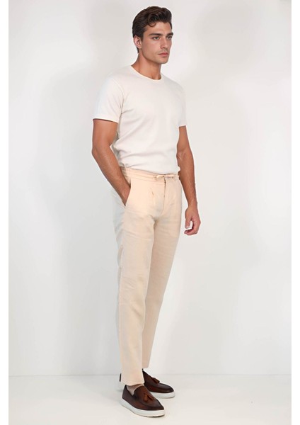 Keten Jogger+Ipli Lastlikli Pant. Somon
