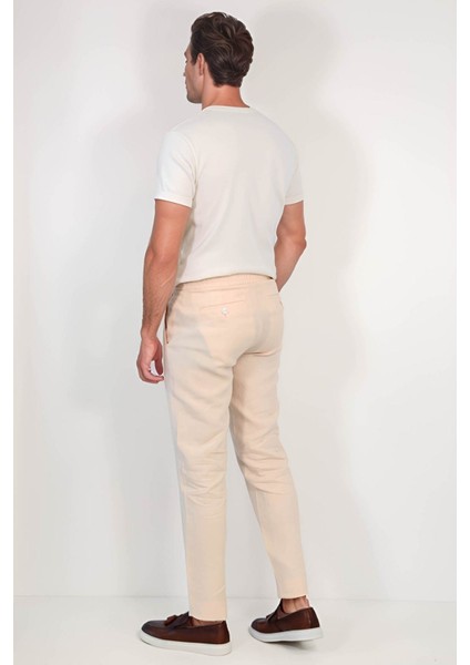 Keten Jogger+Ipli Lastlikli Pant. Somon