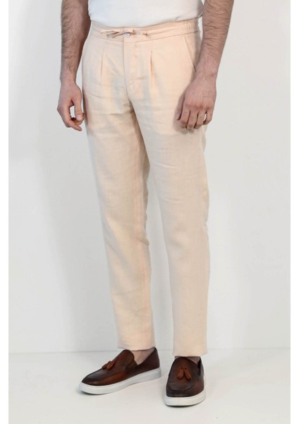 Keten Jogger+Ipli Lastlikli Pant. Somon