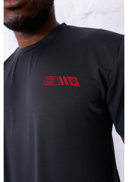 Erkek Battal Beden Antrasit Bisiklet Yaka T-Shirt Alt-Üst Takımı - 101