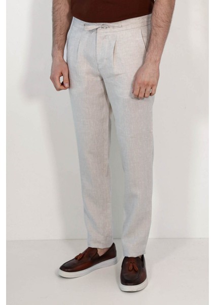 Keten Jogger+Ipli Lastlikli Pantolon Bej indirimleri