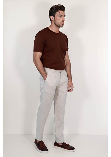 Keten Jogger+Ipli Lastlikli Pantolon Bej fiyatları