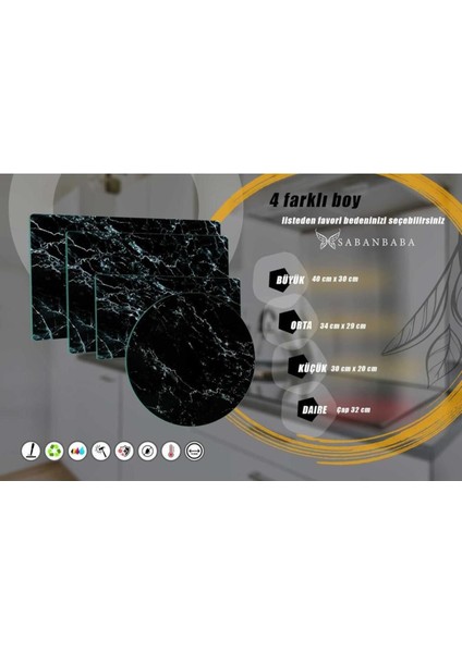 20X30 cm Cam Kesme Tahtası Siyah Mermer fırsatları