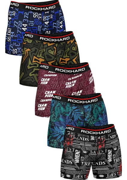 Erkek Baskılı Pamuklu Boxer 5'li Paket