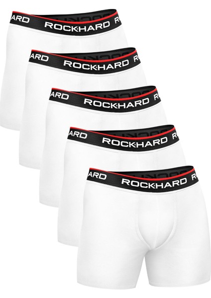 Erkek Beyaz Pamuklu Boxer 5'li Paket
