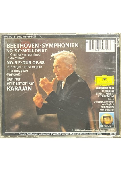 (Plak Değildir CD Dir) CD Karajan - Beethoven Symphonien 5&6 Pastorale CD fiyatları