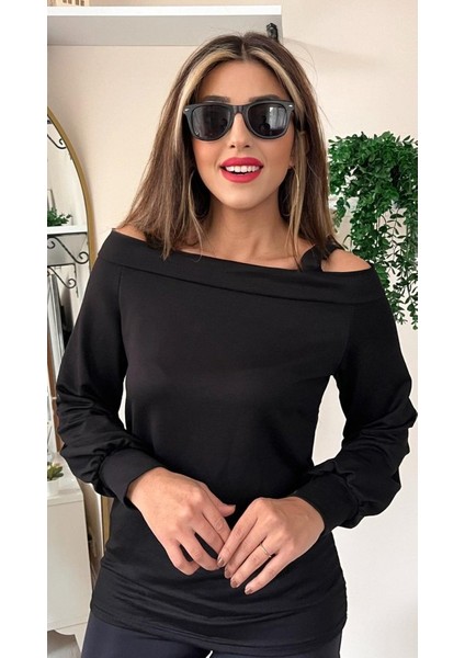 Munn Collection Kadın Askılı Iki Omuzu Açık Salaş Yün Viskon Bluz modelleri