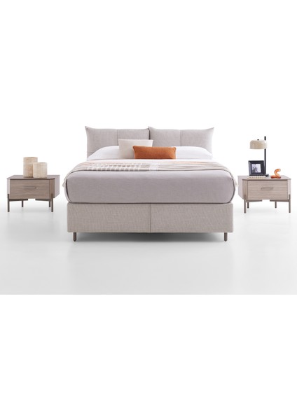 Varena Başlıklı Baza 2'li Set - Açık Gri