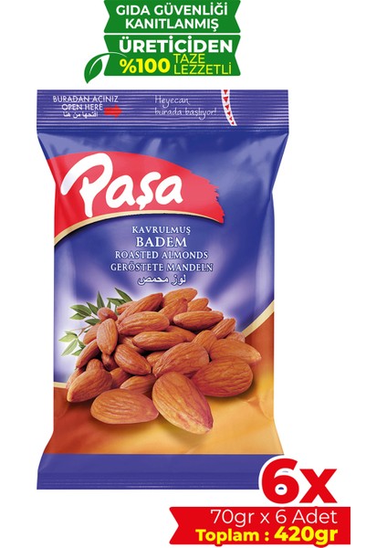 Kavrulmuş Badem İçi 70 gr X 6 Adet (420 gr)