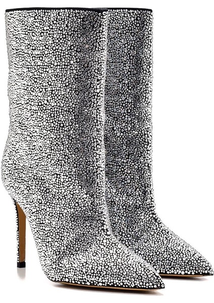 Best Siyah/gümüş Tekstil Kadın Topuklu Bot fiyatları