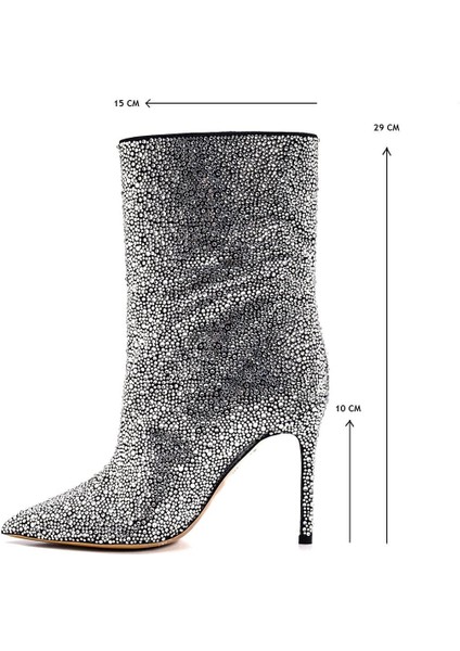 Best Siyah/gümüş Tekstil Kadın Topuklu Bot fırsatları
